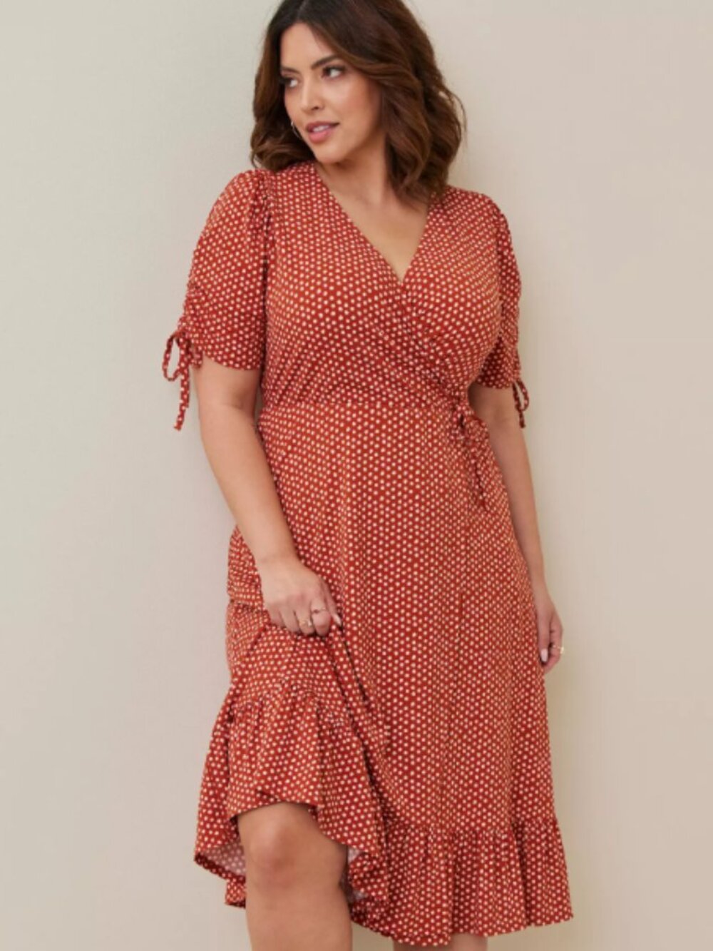 TORRID A LINE FAUX MIDI WRAP DRESS